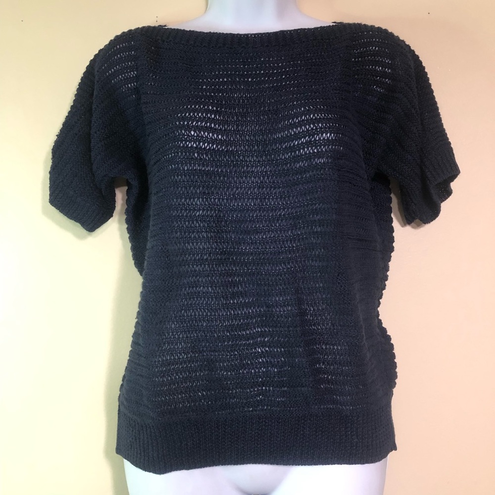 Lauren Ralph Lauren Open Knit Boat Neck Linen Blouse. Size M